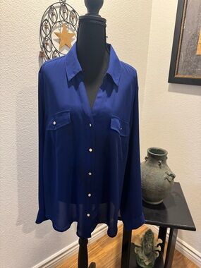 INC International Concepts Sapphire Blue Button-Down Shirt